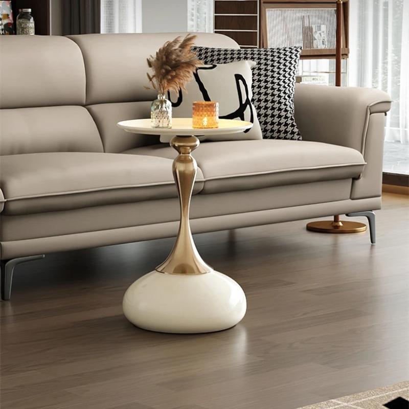Luxury Metal Side Coffee Table-White