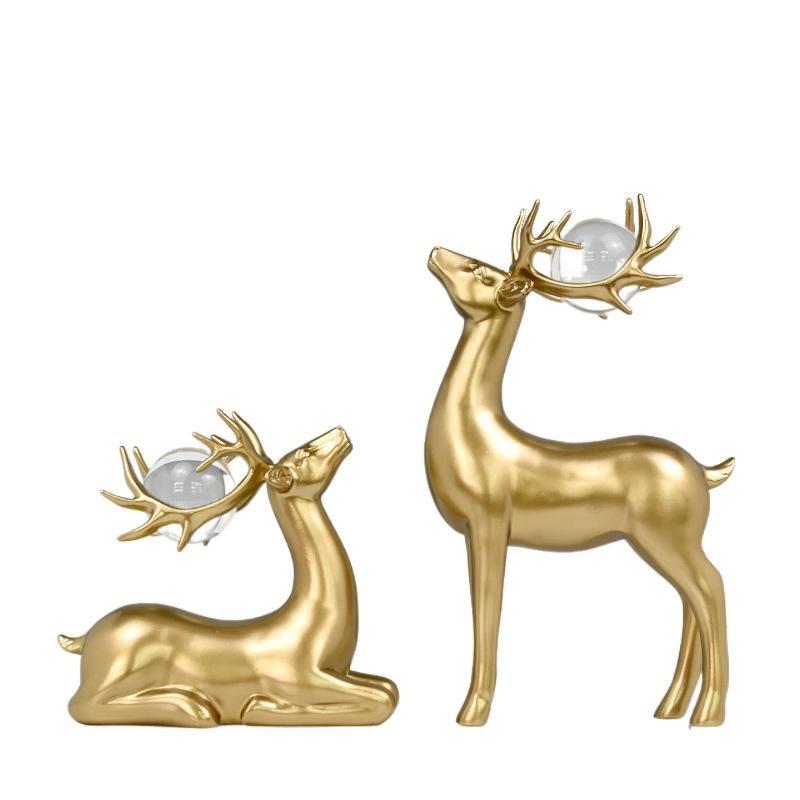 Couple Deer Sculpture For Home Decor- Gold